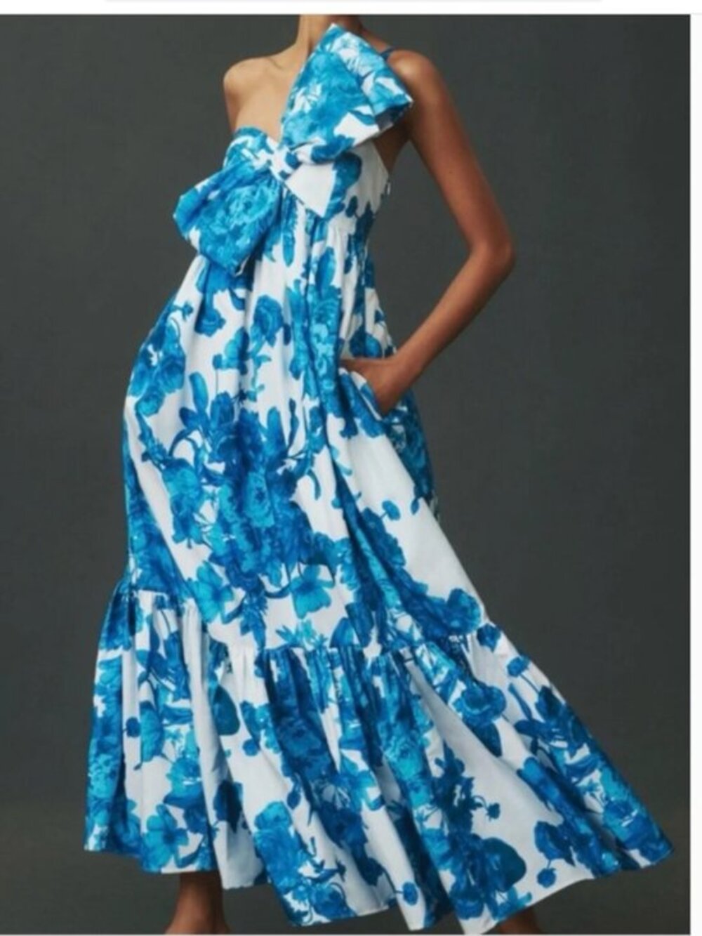 Anthropologie ATSU Blue Floral White Sundress with Bow Detail size XS NWT - Picture 1 of 12